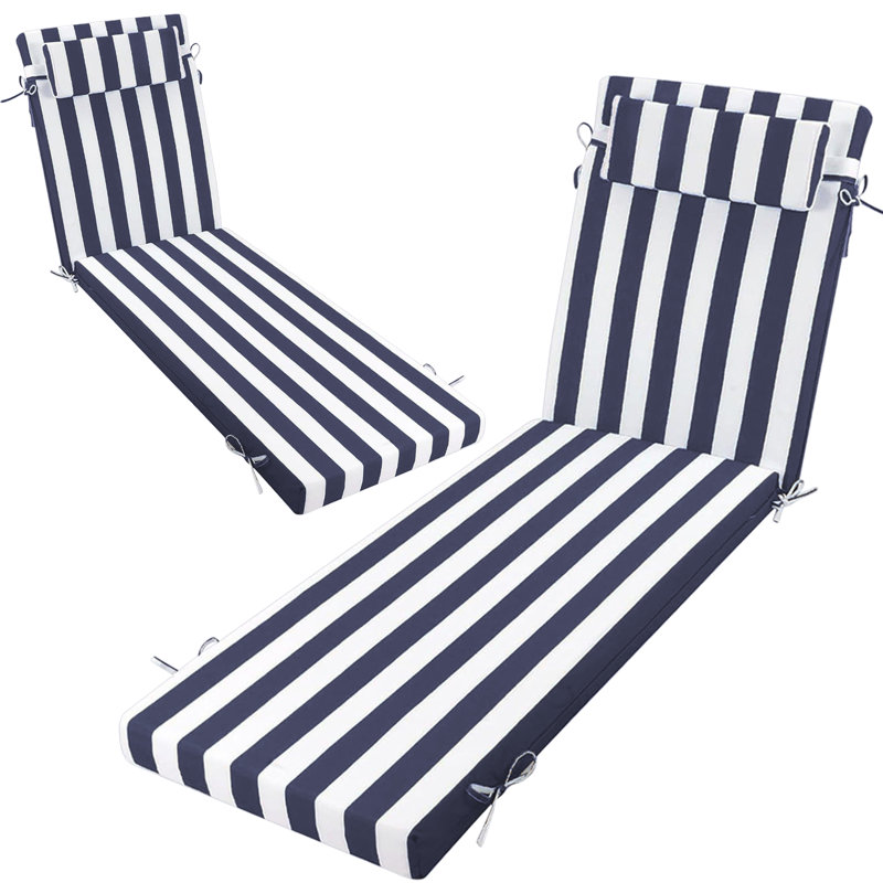 2ps 3-inch Thick Outdoor Lounge Chair Cushion-waterproof And Colorfast, Suitable For Most 72-inch Pool Balcony Chairs., 72" W