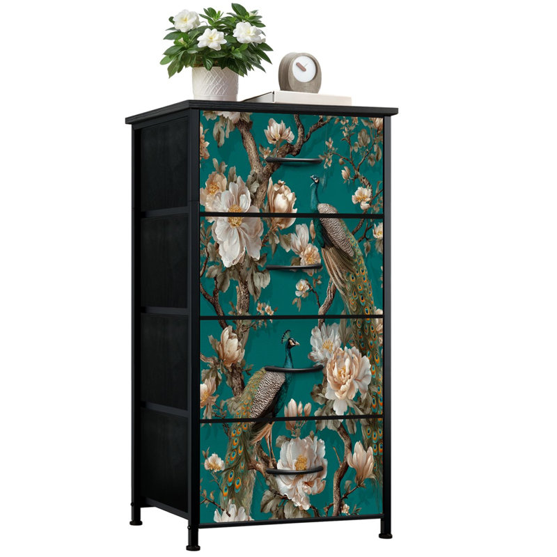 Commode pour chambre à coucher avec 4 tiroirs de rangement Ponycock Blooming Floral