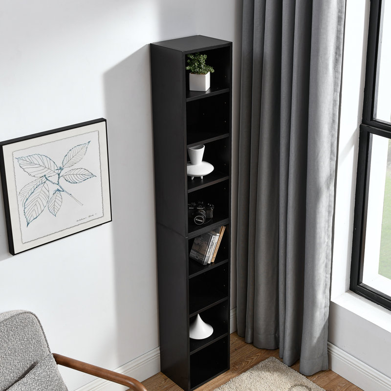 Étagère multimédia à 8 niveaux, double bibliothèque multifonctionnelle pour le bureau personnel, armoire de rangement CD mince avec tablettes réglables, apparence exquise, barres en fer spéciales, bibliothèque 3A