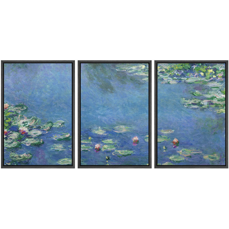 Décoration murale moderne "Nymphéas, 1906" par Claude Monet, H 36 po x l 72 po, Cadre flottant noir
