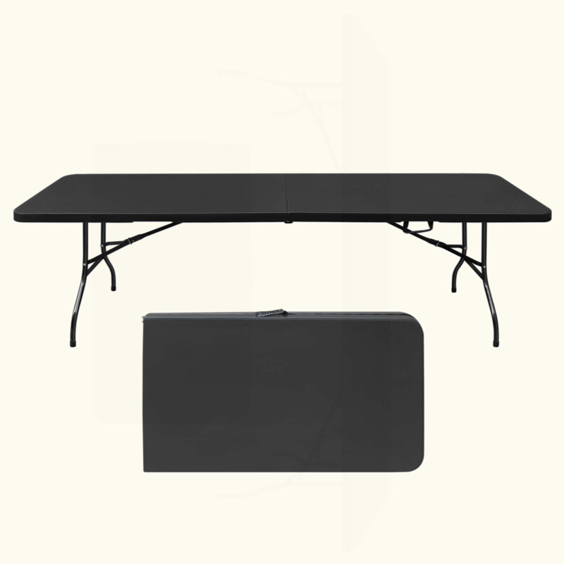 Table pliante de 8 pi, table en plastique portative pour le camping, pique-niques, fêtes, table pliable à charge élevée