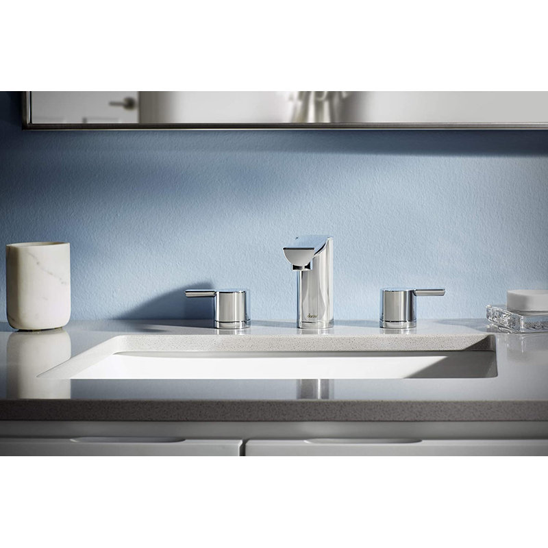 Widespread 2-handle Bathroom Faucet with Drain Assembly, Silver