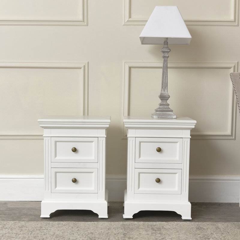Escolta 40 cm W Bedside Table, White, Set of 2