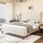 Queen Size Upholstered Wingback Platform Bed with Tall Headboard-Beige-1441749363-1448439381