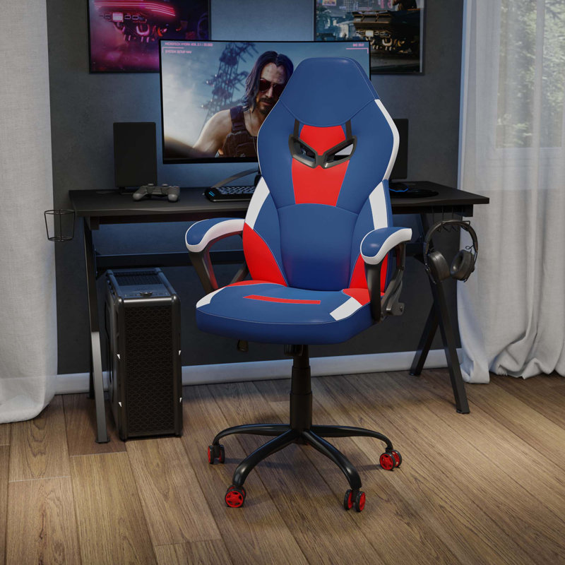 Fauteuil de jeu réglable rouge et bleu Fostine