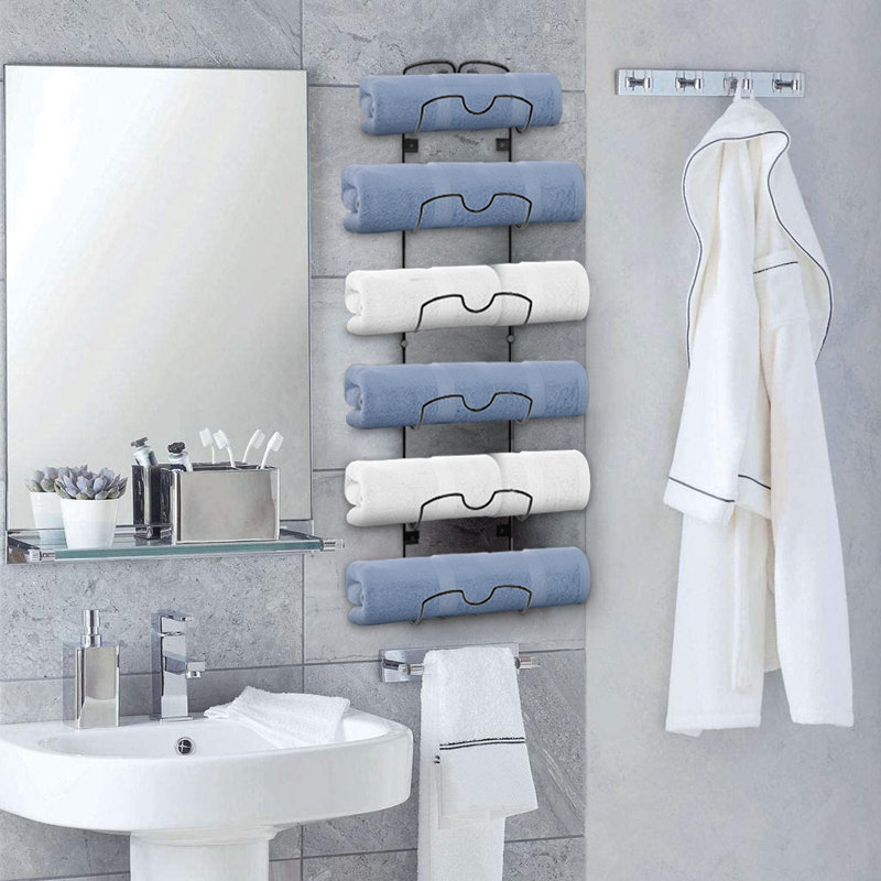Porte-serviettes mural pour salle de bain, Noir