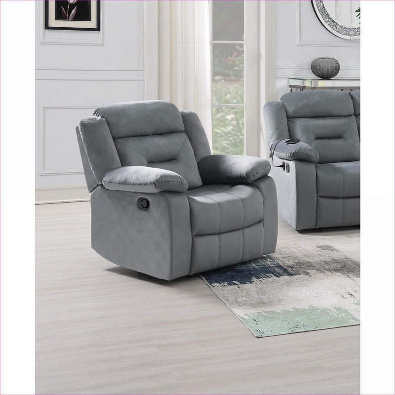 Fauteuil rembourré manuel manuel en velours gris