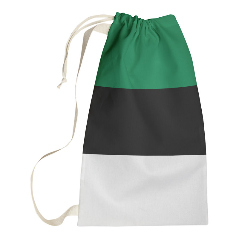Boston Fabric Laundry Bag with Handles, Green/Black/White, Small ( 29" x 18" x 1.5")