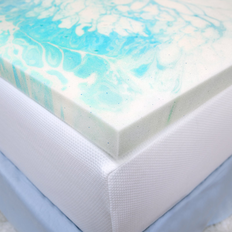 Full Size Gel Memory Foam Mattress Topper with Cooling Blue Swirl