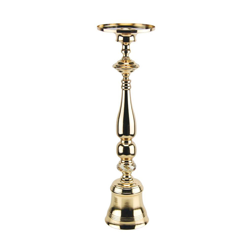 Metal Tabletop Candlestick, Gold, 24" H x 6.5" W x 6.5" D