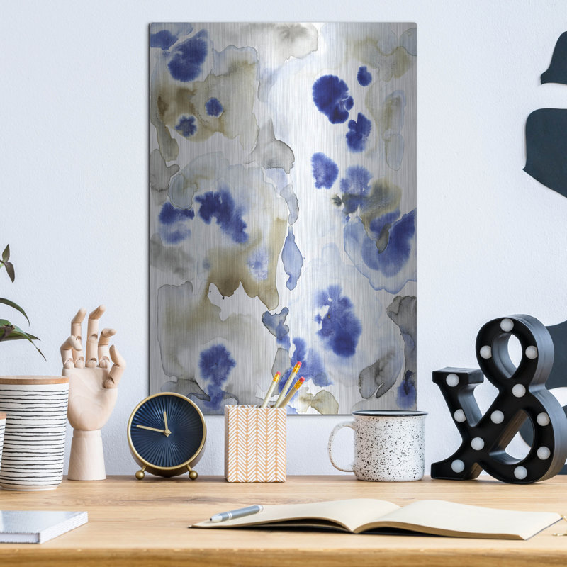 Ivy Bronx «Blue Pansies II» par Tim O'Toole, art mural en métal, H 16 po x l 12 po