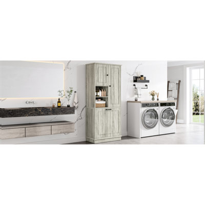 Armoire de rangement polyvalente avec tablettes réglables, panier rabattable et armoires fermées. Pour la salle de bain, la chambre à coucher, le bureau. Matériau, poignées en alliage d'aluminium, grande capacité de 80 lb avec panier