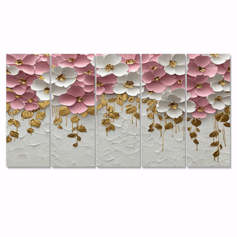 Bedford - Art mural fleurs sauvages - décoration murale traditionnelle 5 pièces, H 32 po x l 80 po