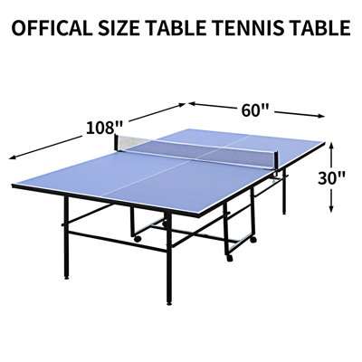 9Ft Mid-Size Table Tennis Table Foldable  And  Portable Ping Pong Table Set For Indoor  And  Outdoor Games With Net, 2 Table Tennis Paddles And 3 Ball -  wendeway, GFNJZZ-W1408P156539