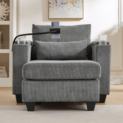 Convertible Chaise Lounge, Sofa Chair, Sofa Bed, Sleeper Sofa With Two Cup Holders And Phone Holder, Modern Sofa