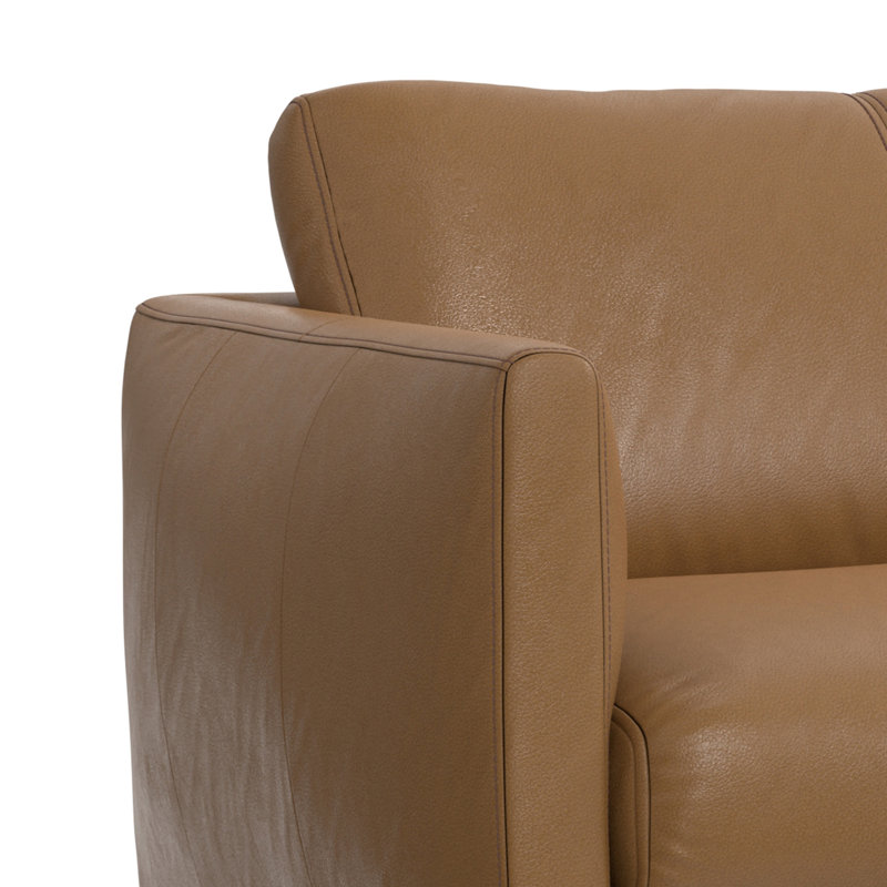 Canapé en cuir Stevens, 81 pouces, 3, Cuir véritable Stevens Butternut Stevens