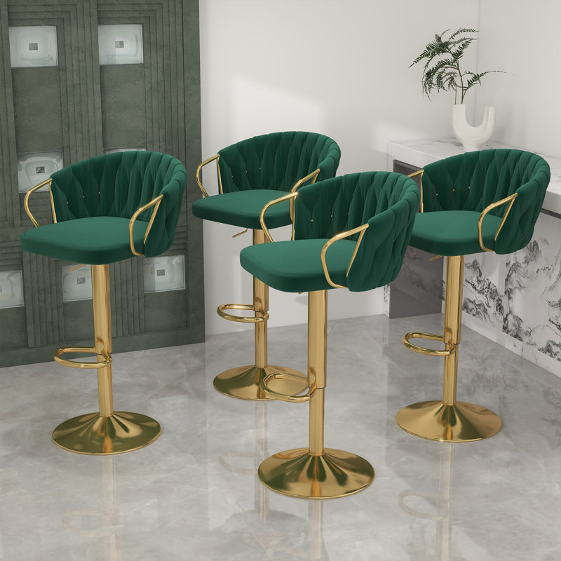 Christal Cerelly Height Adjustable Swivel Bar Stool, Dark Green