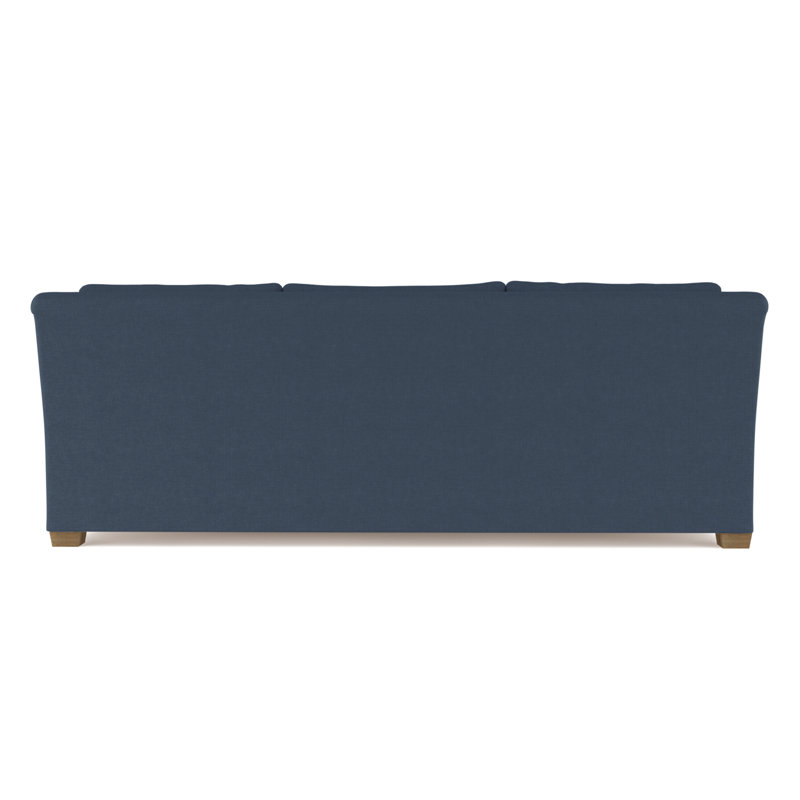 Thompson Rolled Slope-Arm Sofa, 32" H x 96" W x 41" D, Box Weave Linen Bluebell, Weathered