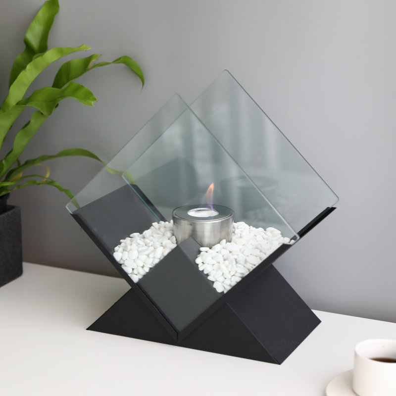 Audrianne Bio-Ethanol Outdoor Tabletop Fireplace with Flame Guard
