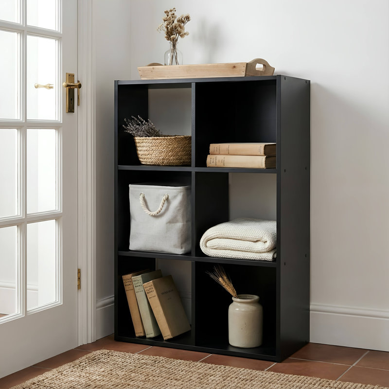 Milina 90cm H x 60cm W Cube Bookcase, Black