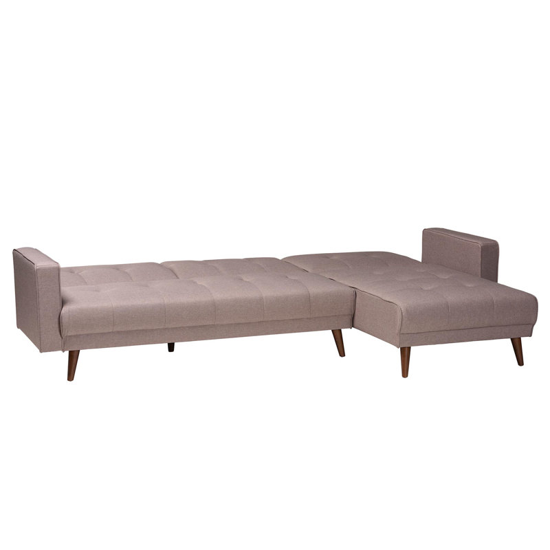 Hanon 104.5'' Upholstered Reclining Sleeper Sofa, Beige Polyester Blend/Polyurethane