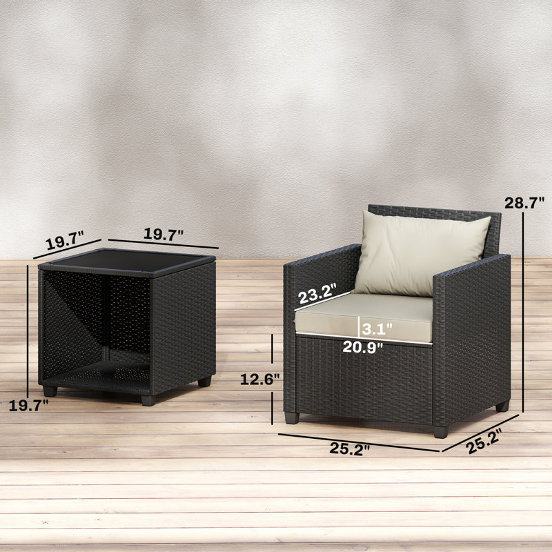 Ensemble de salon de jardin 2 places, style bistro, beige