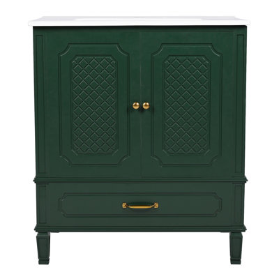 30" Bathroom Vanity with Sink Vintage Style, Multi-functional Storage Space