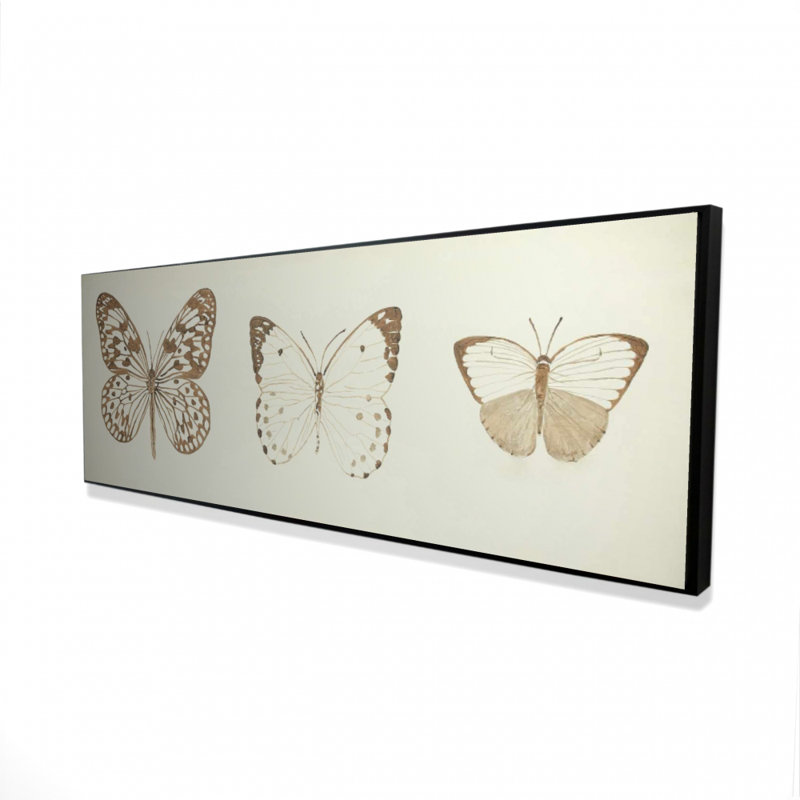 Sepia Butterflies Canvas - Rustic Insect Framed Home Decor