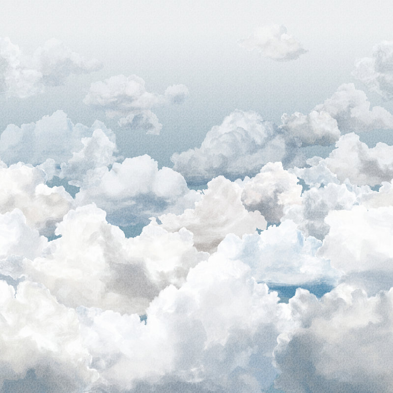 Crafted Clouds 4-Panel Wall Mural 8.8' L x 110.2" W, Sky Blue