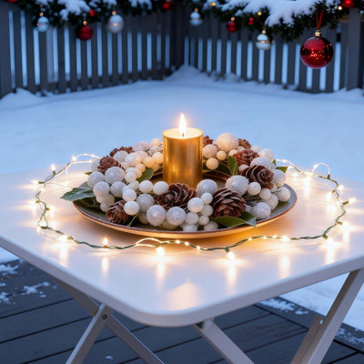 2 pièces couronne de bougie perlée de baies, couronne de bougie artificielle de Noël, décoration de Noël pour porte d'entrée, fête de mariage, centre de table, décorations, décorations de Noël