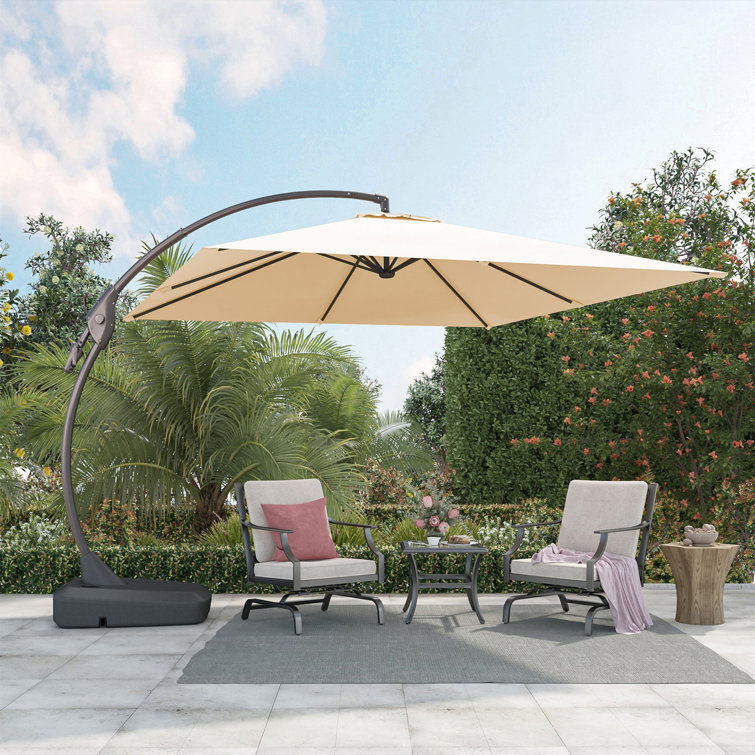 Jair 10X10 Ft Square Cantilever Curved Adjustable Umbrella with Base