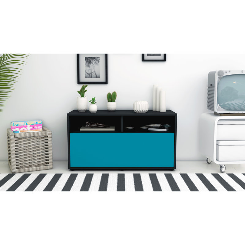 Isai 92 cm W Chest of Drawers, Turquoise / Matte Anthracite