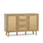 Buffet Mid-Century avec 3 tiroirs et 2 portes en rotin