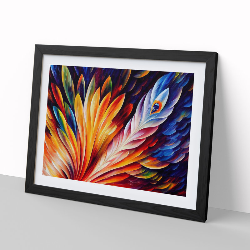 Bird Feather - Single Picture Frame Painting, Black Framed, 46cm H x 64cm W x 2cm D