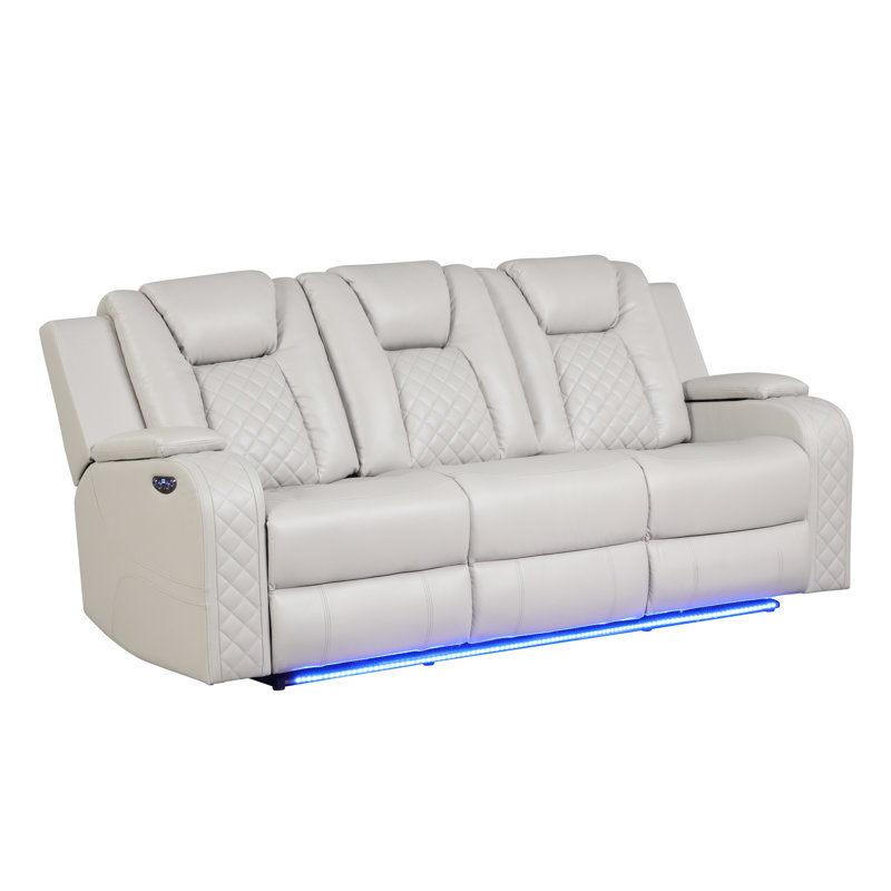 Canapé inclinable 85 po Senol, Simili cuir blanc
