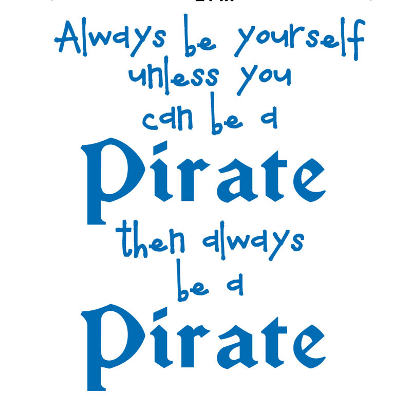 Décalcomanie murale toujours en pirate, H 26 po x l 21 po x P 0,01 po, Bleu azur