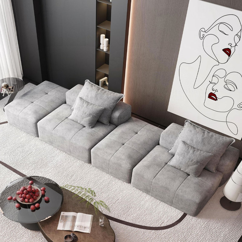 Canapé modulaire en chenille avec 2 méridiennes et 2 accoudoirs