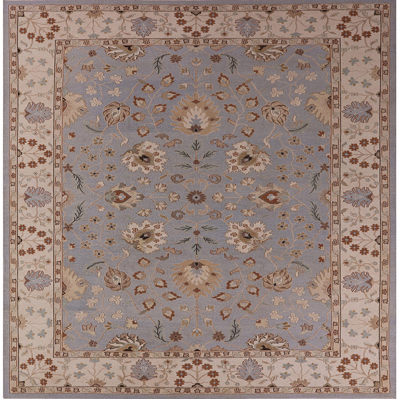 Tapis oriental brun / bleu Laurits, Carré 3 pi