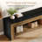 70" Farmhouse TV Stand with Open Shelves, Rustic Brown & Black Media Console-2118514391