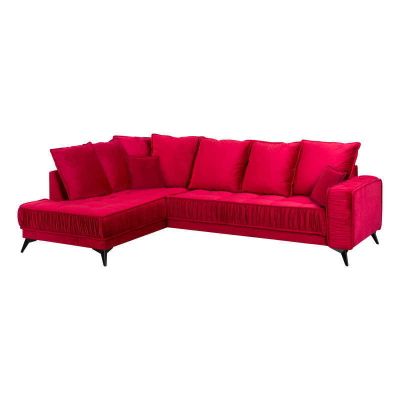 Albara 4 Seater Sofa & Chaise, Left Hand Facing, Red