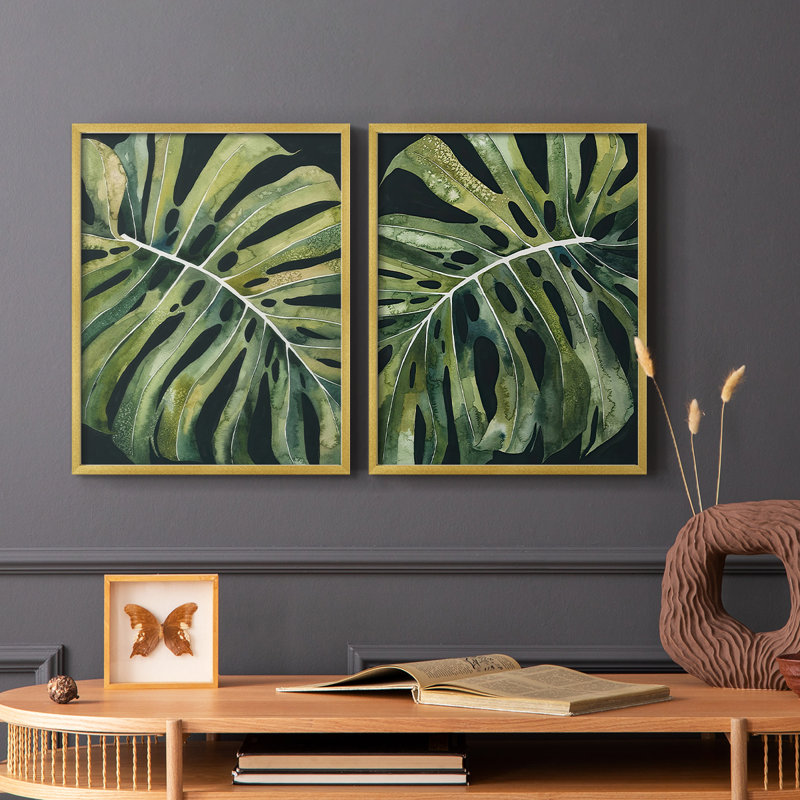 Reproduction encadrée Nocturnal Monstera I-Premium - prête à être accrochée - aucun clou requis - aucun clou requis
