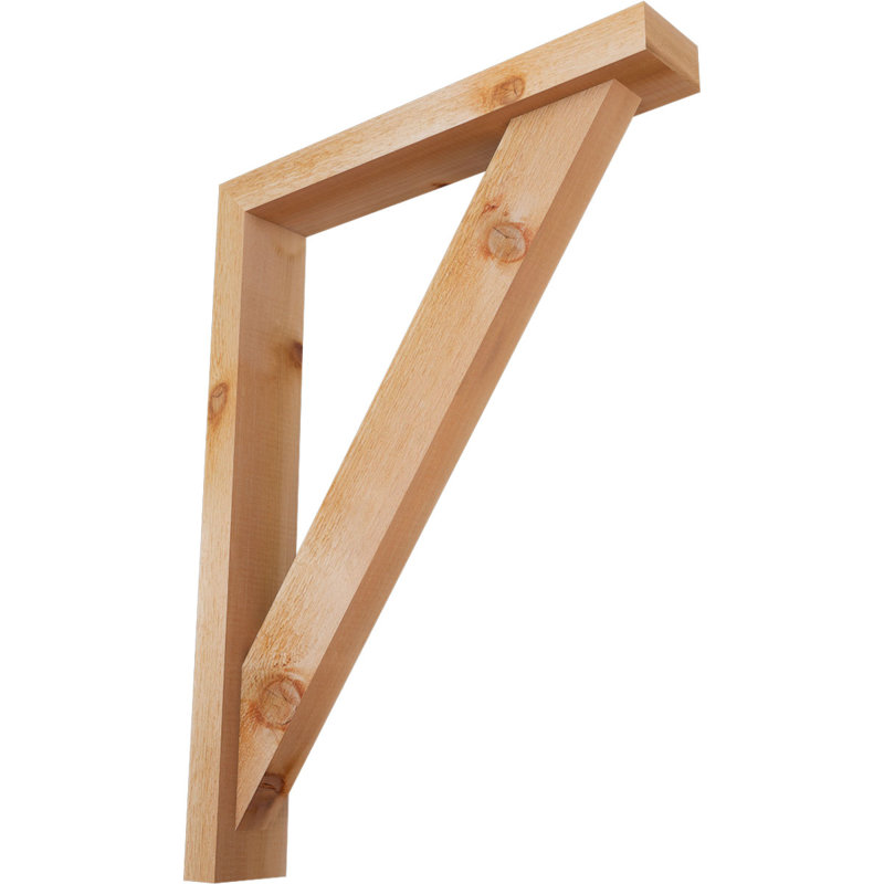 Traditional Block Bracket w/ Offset Brace, 32 x 24, 4"W Western Red Cedar (Rough Sawn)