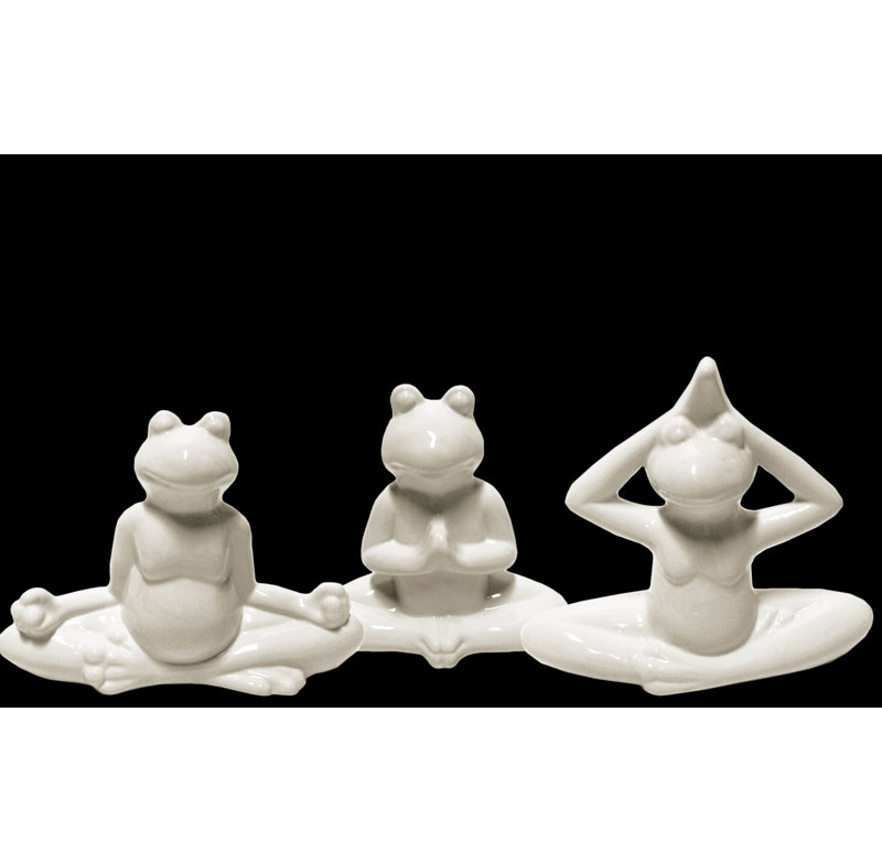 Figurine de grenouille en méditation, Blanc