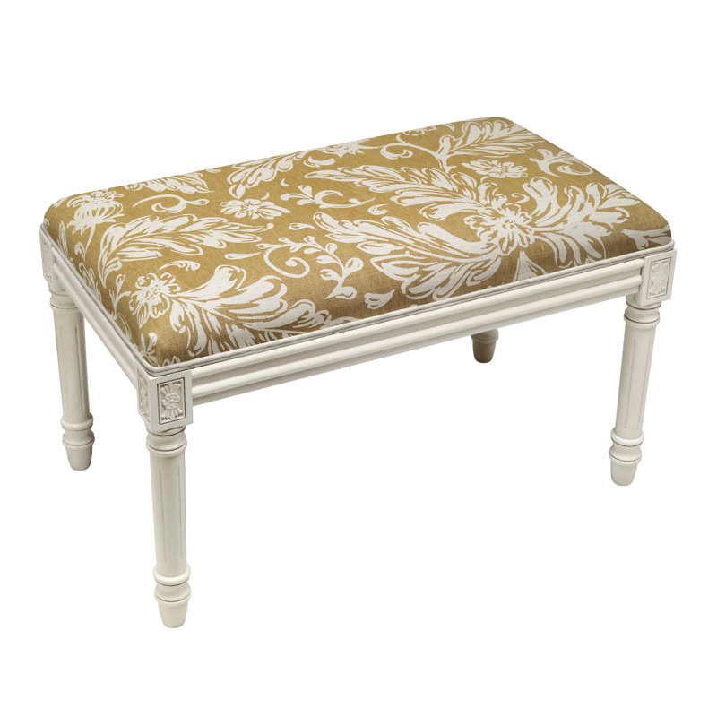 Kamari Linen Blend Upholstered Bench, Tan Floral 2