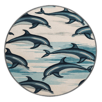  Washable Dolphin Pod Coastal Area Rug