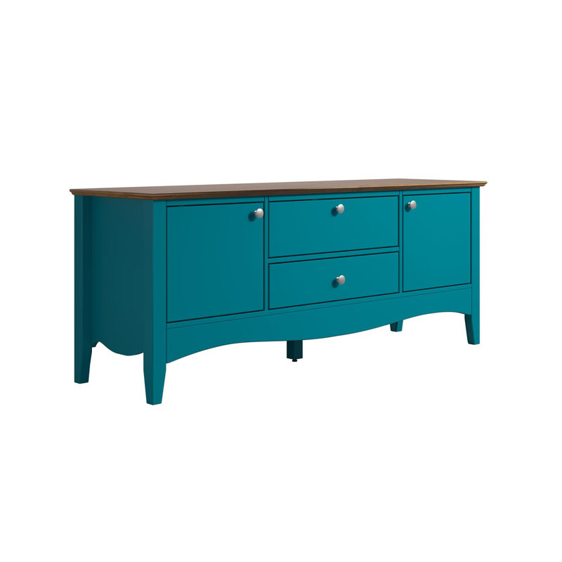 Delrick TV Stand, Blue/Brown