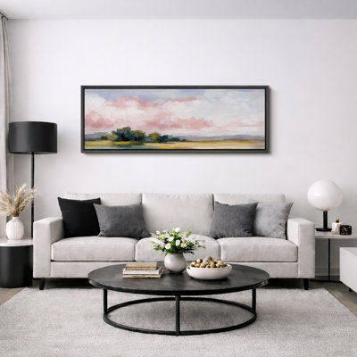 Doux ciel rose, œuvre d'art de paysage pastel, impression sur toile giclée sur toile encadrée