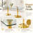 71" Rectangular Tempered Glass Dining Table with Gold Double Pedestal Base