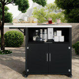 Versatile Outdoor Kitchen Island With Folding & Expandable Work Surfaces, A Spacious Storage Drawer, Cabinet And Lockable Wheels