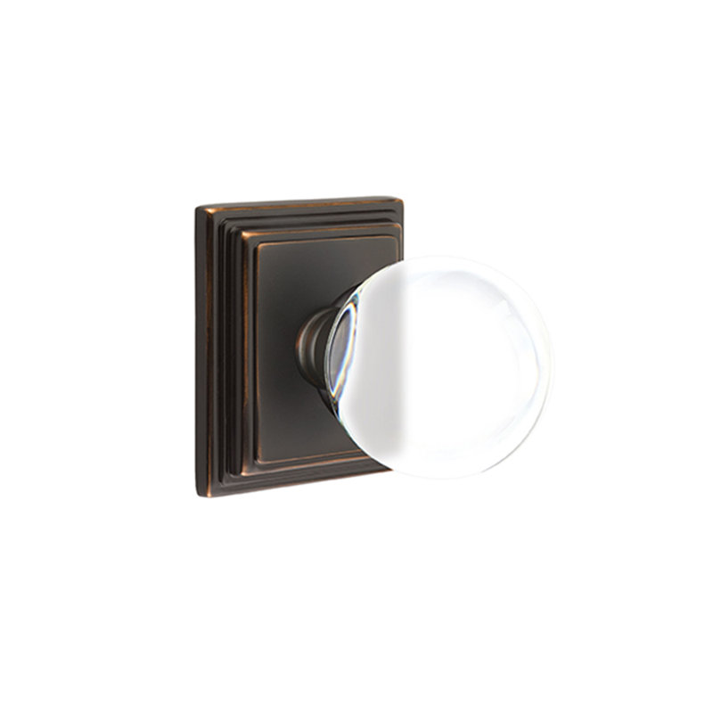 Ensemble de boutons de passage Emtek avec rosette Wilshire et bouton en verre Bristol, Bronze frotté à l'huile